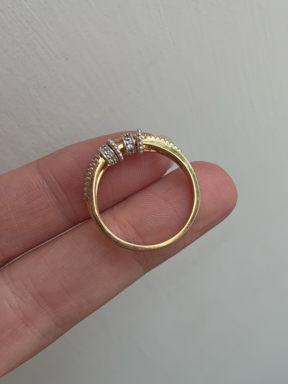 Gold Vermeil White Topaz Spinner Fidget Ring - Picture 5 of 8